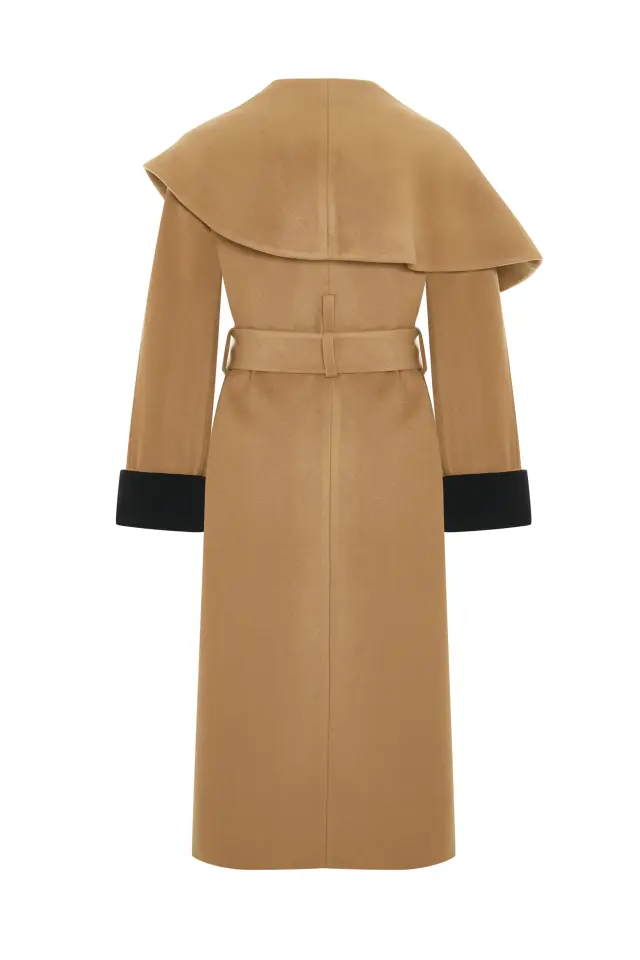 CAMEL KUŞAKLI UZUN KABAN