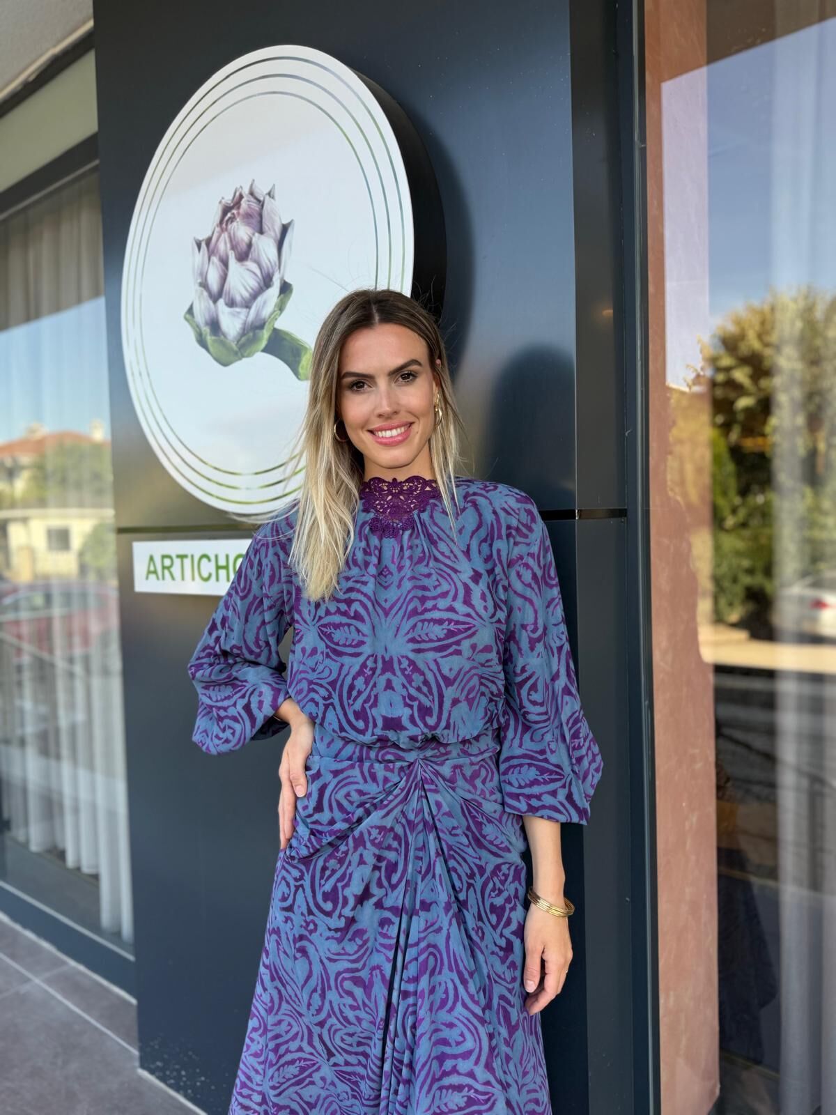 BEL DRAPELİ DESENLİ ELBİSE