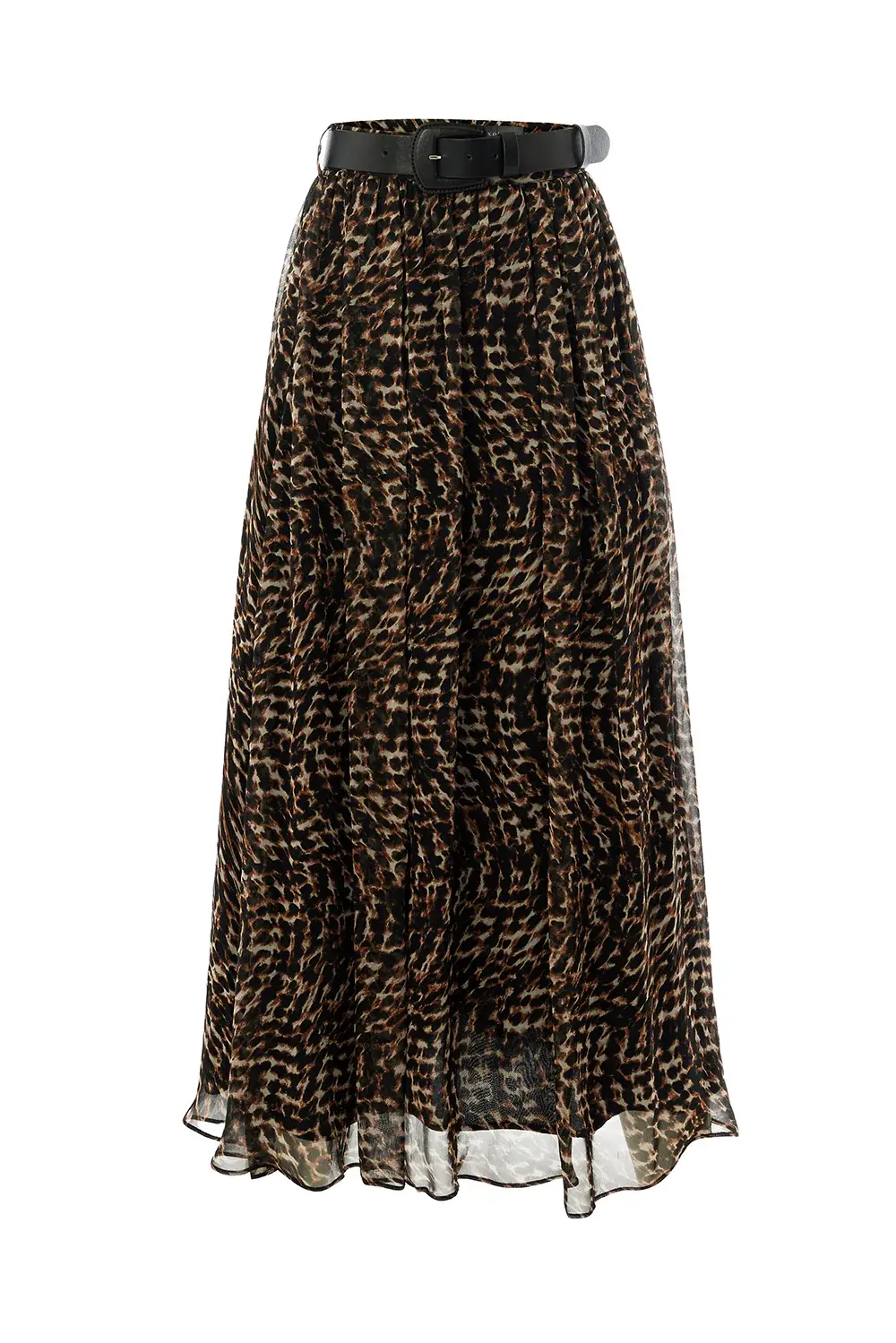 LEOPAR DESENLİ ASTARLI REGULAR MİDİ ETEK