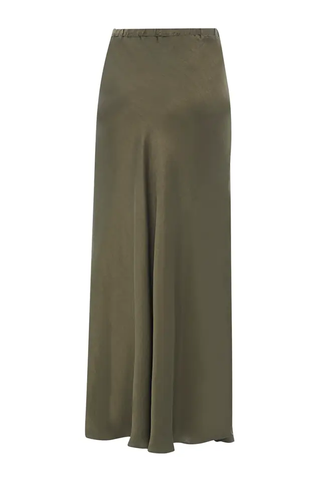 BAĞCIKLI REGULAR SATEN MİDİ HAKİ ETEK