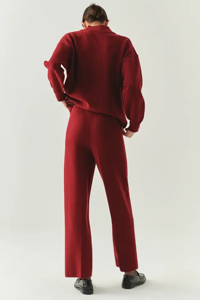 BAĞCIKLI REGULAR TRİKO VİŞNE PANTOLON