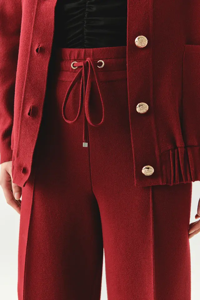 BAĞCIKLI REGULAR TRİKO VİŞNE PANTOLON