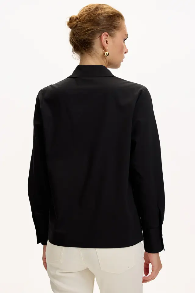 UZUN KOLLU TAŞ DETAYLI REGULAR GÖMLEK