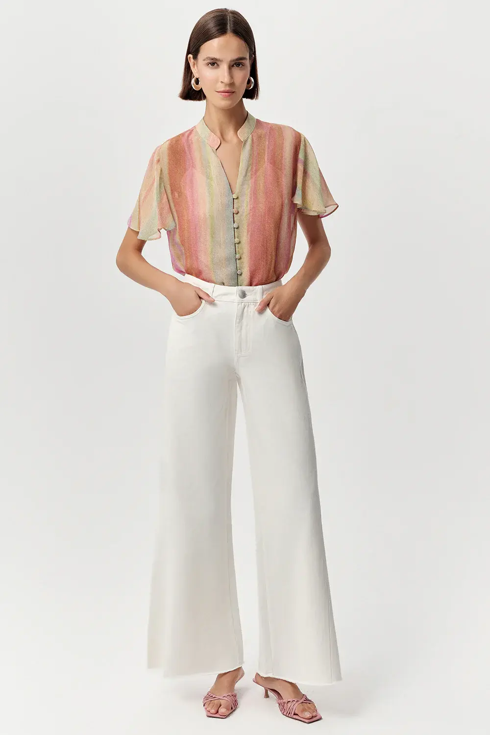 YÜKSEK BEL GENİŞ PAÇA REGULAR DENİM KEMİK PANTOLON